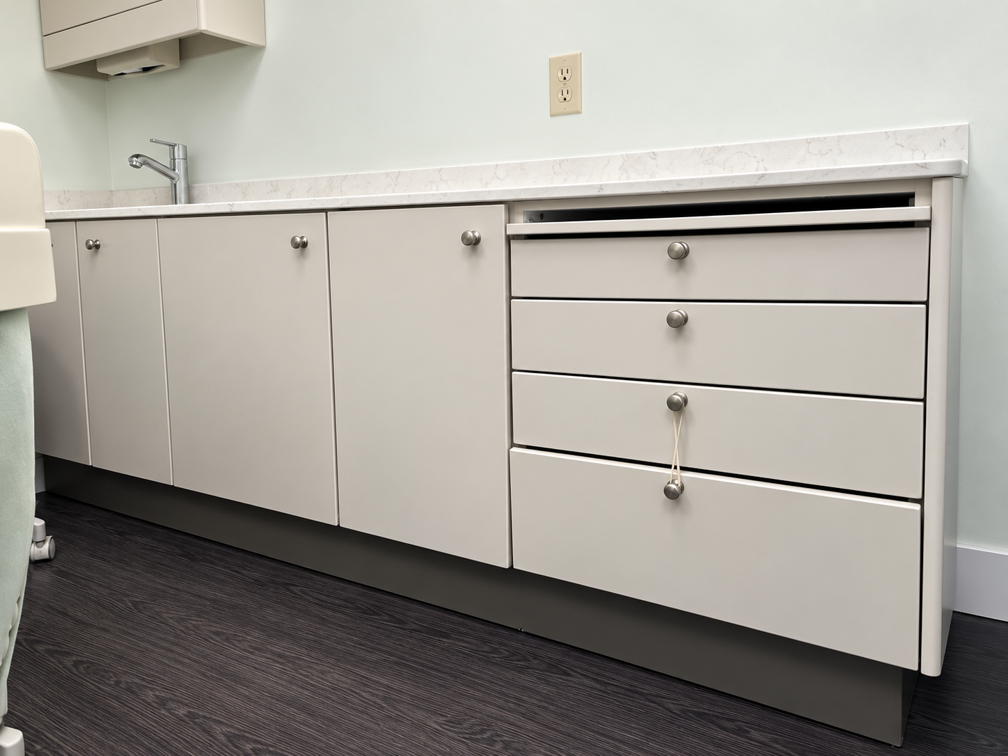Pre-owned dental lower side cabinet with sink and drawers