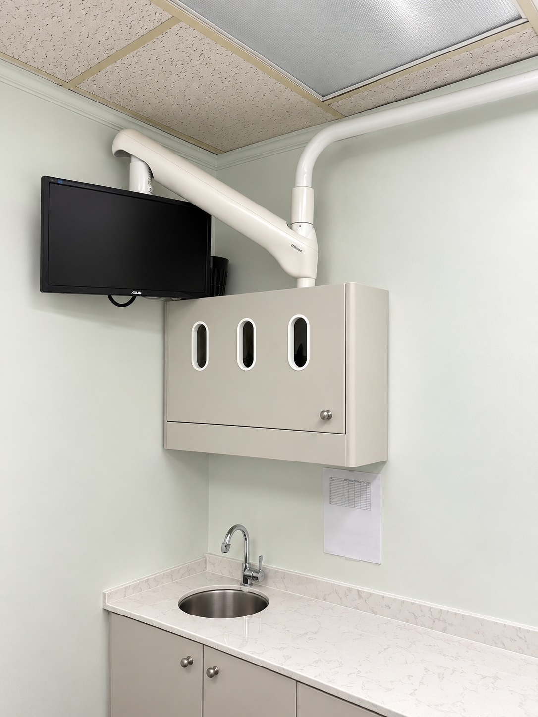 Pre-Owned Dental Side Cabinet with Sink and Upper Wall Cabinet Upper dental wall cabinet above sink