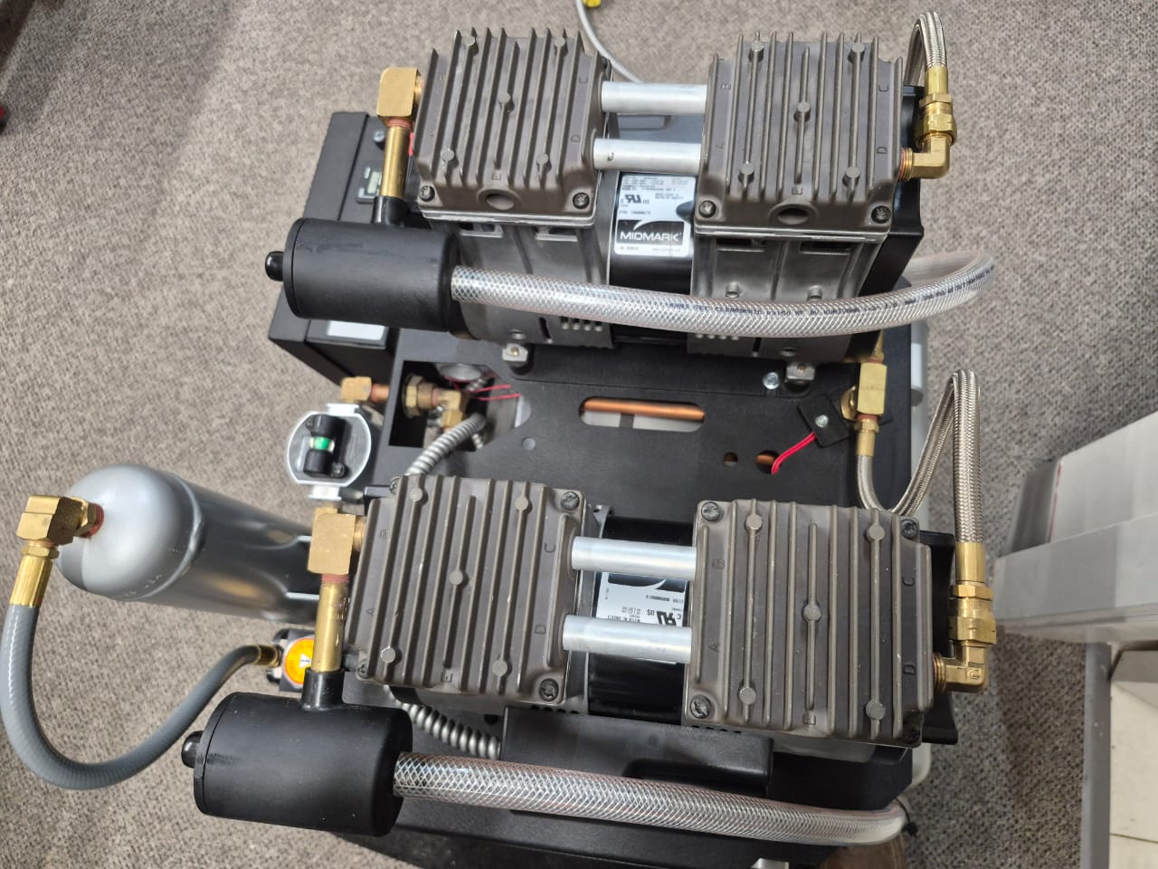 Midmark PowerAir P52 dental air compressor viewed from above